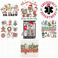 the emergency department stickers are all different colors and designs, but one is white