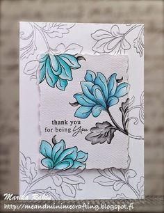 a card with blue flowers on it and the words, thank you for being loved