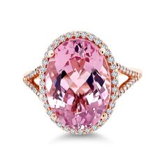 6.29ct oval morganite and .38ctw round white diamond 14k rose gold ring. Oval Pink Gold Diamond Ring, Oval Morganite Ring, Pink Morganite Ring, Country Rings, Round Diamond Ring, Pink Morganite, 14k Rose Gold Ring, Morganite Ring, Pink Gemstones