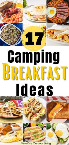 camping breakfast ideas with text overlay that reads 17 camping breakfast ideas