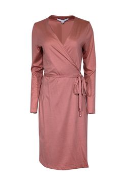 Current Boutique-Diane von Furstenberg - Sorbet Silk-Cotton Blend Wrap Dress Sz 8 Spring Long Sleeve Viscose Wrap Dress, Fall Daywear Wrap Dress, Chic Wrap Dresses For Loungewear, Wrap Dresses For Daywear In Fall, Wrap Dress For Fall Daywear, Elegant Dresses With Tie Waist For Loungewear, Fall Wrap Dresses For Daywear, Fitted Wrap Dress For Daywear In Fall, Surplice Neckline