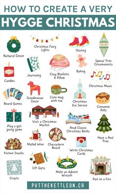 how to create a very hygge christmas poster with pictures and words on it