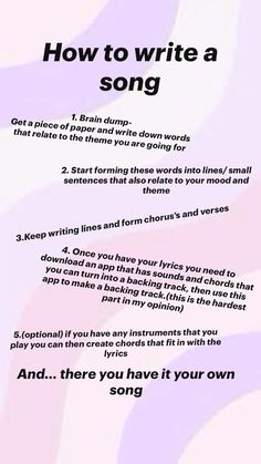 a poem with the words how to write a song