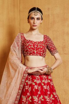 Cocktail Saree, Red Veil, Raw Silk Lehenga, Blue Lehenga, Pink Lehenga, Indian Brides, Embroidered Lehenga, Lehenga Blouse, Half Sleeve Blouse