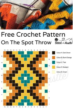 the free crochet pattern on the spot throw is shown in color and size