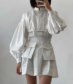 Home / Twitter Russian Folk Costume, Police Uniform, Exaggerated Sleeves, Cotton Mini Dress, Mode Abaya, Ethical Fashion Brands, White Cotton Dress, Russian Folk, Utility Pockets