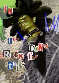 a collage of various images with the words punk rock off on it's side