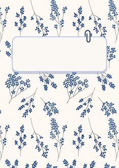 blue and white floral wallpaper with an empty sign