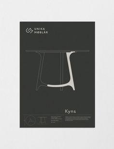 a black and white poster with an image of a table on the front, which reads kyns