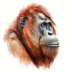 an orange and white monkey with long hair