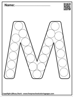 the letter m worksheet with circles and dots to make it easier for children to learn