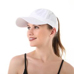 PRICES MAY VARY. 💦【Quick-Drying & Breathable】Women's baseball hat is made of high-quality, skin-friendly, soft, quick-drying polyester fabrics, even if the hat is wet with sweat or light rain, it will dry quickly. Inner sweatband can effectively remove sweat from eyes and face. Unique mesh structure allows for moisture and heat to easily escape these caps, which not only keeps your cool, but you’ll also stay dry. 💦【Style】This ponytail baseball cap is designed to fit most women, designed with n Breathable Curved Brim Baseball Cap For Summer, Summer Breathable Baseball Cap With Curved Brim, Breathable Curved Brim Baseball Cap For Beach, Breathable Beach Baseball Cap With Curved Brim, Breathable Baseball Cap For Beach, Breathable Beach Baseball Cap, Lightweight Adjustable Six-panel Baseball Cap, Adjustable Lightweight Six-panel Baseball Cap, Breathable Adjustable Sun Hat Cap