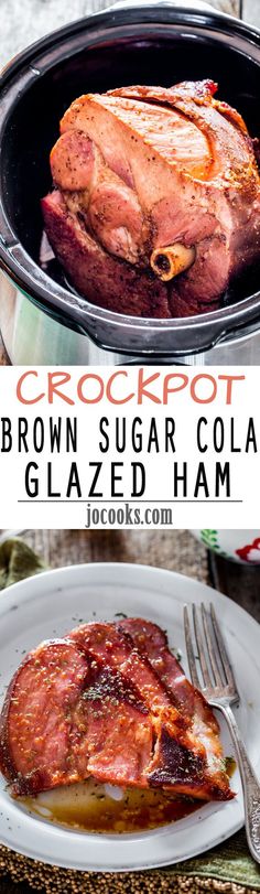 the crockpot brown sugar glazed ham is ready to be cooked in the slow cooker