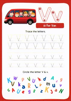 the letter v is for van worksheet with an image of a car and letters