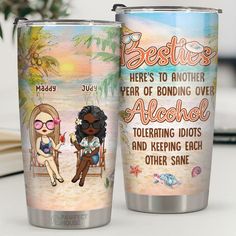 two personalized tumblers sitting next to each other