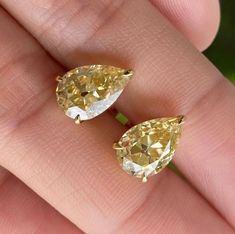 8*6 mm Canary Yellow Pear Cut Moissanite Stud Screw Back Earrings Old Mine Cut Fancy Diamond Ring, Pear Cut Ring, Canary Yellow, Screw Back Earrings, Yellow Diamond, Fine Jewellery Earrings, Pear Cut, Stud Earring, Credit Cards