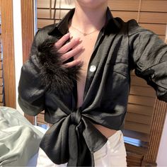 Pacsun Satin Shirt With Feather Cuffs. Nwt. I Am Willing To Negotiate On Prices Just Let Me Know. Feather Cuffs, Pacsun Tops, Tops Black, Satin Shirt, Collared Shirt, Black Satin, Collar Shirts, Pacsun, Let Me Know