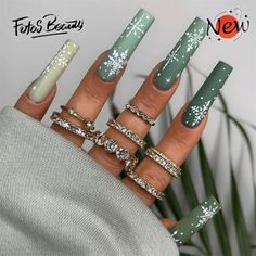 Fofosbeauty--Festive Nail Art to Wear This Christmas! Press on nails 24 Pieces set 12 different sizes. Acrylic nails art accessories design 24 pcs set full nail design fake nail tips with free nail glue sticker sheet and mini nail file. These tools can help you wear fake nails better, and the operation is easy and convenient for everyone. Get into the holiday spirit with our exclusive Christmas-themed nail wraps! Perfect for adding a touch of sparkle to your festive outfits. From classic colors Nails Inspiration Holiday, Long Acrylic Nails Winter, Christmas Nail Designs Long, Square Nails Ideas Winter, Long Acrylic Nails Christmas, December Acrylic Nails, Baddie Winter Nails, New Years Acrylic Nails, Snowflake Acrylic Nails