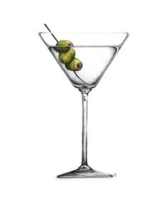 a drawing of a martini with olives in it