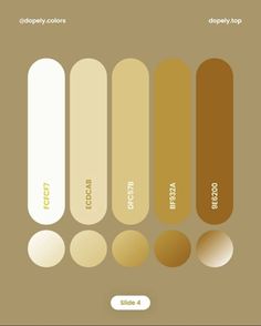 the color scheme for different shades of gold and white, with text that reads golden