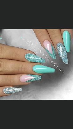 Spring Blue Nails 2023, Spring Break Nails 2023, Normal Nails, Spring Break Nails Acrylic, Teal Acrylic Nails, Turquoise Nail Designs, Tiffany Blue Nails, Teal Nail Designs, Bday Nails