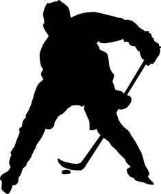 the silhouette of an ice hockey player is shown