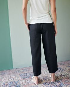 Relaxed and lightweight, these linen pants are equally perfect for lounging around or stepping out to see friends. Made from soft, 100% organic linen, they’ll soon be part of your weekly rotation. And, they go perfectly with either the linen short-sleeve shirt or linen tank top for a lightweight, breathable (and affordable) set.  | Quince | Women's Linen Pants in Black, Size Small Linen Tank Top, Linen Tank, Fun Pants, Linen Short, Summer Pants, European Linens, Linen Pants Women, Almost Perfect, Organic Linens