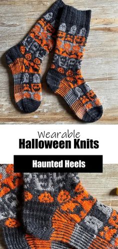 13 Wearable Halloween Knits - Hedgerow Yarncraft Halloween Sock Pattern, Halloween Knit, Fall Knitting Patterns, Heels And Socks, Awesome Socks, Job Clothes, Yarn Patterns