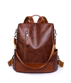 Women's Ladies Leather Backpack Anti-theft Rucksack Girl's Travel Shoulder Bag Material: PU Leather Size: 32cm(W)x14cm(D)x34cm(H) Security Bag, Soft Leather Backpack, Commuter Backpack, Anti Theft Backpack, Large Backpack, Designer Backpacks, Casual Backpack, Browning, Casual Bags