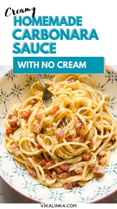 homemade carbonara sauce with no cream in a bowl