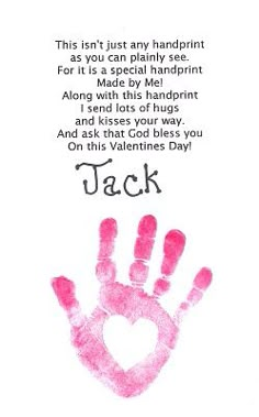 a pink handprint with the words jack written on it