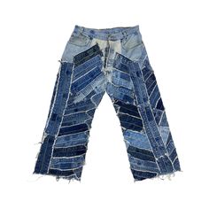 "These deconstructive baggy jeans is part of deconstructed denim collection, blending fashion with sustainability. Each piece is meticulously crafted from recycled denim garments, embodying a rich history and individuality.   2. Featuring artistic patches sourced from vintage denim jeans, this upcycled designer wear is a testament to creativity and eco-consciousness.   3. Embrace the ethos of conscious fashion with our unique collection, making a bold style statement while supporting a sustainab Denim Garments, Deconstructed Denim, Walk Confidently, Dad Jewelry, Vintage Denim Jeans, Bleached Denim, Sustainable Future, Embellished Jeans, Bold Style