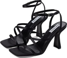 Black Shoes Women, Heeled Sandal, Shoes Black, Black Satin, A Smile, Steve Madden, Women's Shoes, Womens Sandals, Sandals Heels