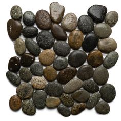 several rocks arranged together on a white background