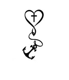 an anchor and heart with a cross on it