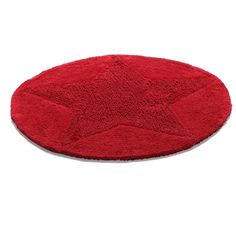 a red rug with a star on the top is shown in front of a white background