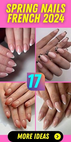 Spring Nails 2024 French Tip, Blue French Tip Designs, Soring Nails, Blue French Nails, French Tip Designs, Simple Manicure, Shades Of Sky, Different Color Nails