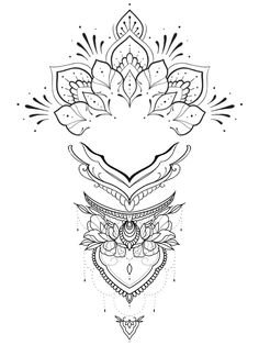 a black and white drawing of an ornate design