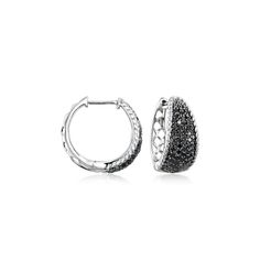 Ross-Simons - 2.00ct t. w. Pave Black Diamond Hoop Earrings in Silver. 3/4". Dazzled with drama, these daring hoop earrings are blanketed with 2.00 ct. t. w. round brilliant-cut pave black diamonds. Crafted in polished sterling silver with black rhodium for a seamless look. Hanging length is 3/4". Hinged post, pave black diamond hoop earrings. Diamond birthstones are the perfect gift for April birthdays. Black Diamond Hoop Earrings, Hoop Earrings Diamond, Diamond Birthstone, Earrings Diamond, Jewelry Essentials, Black Diamonds, Diamond Hoop Earrings, Black Rhodium, Fine Jewellery Earrings