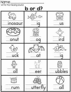 50 B And D Worksheet | Phonics kindergarten, English worksheets for kindergarten, Teaching phonics Ending Sounds, Kindergarten Phonics Worksheets, English Worksheets For Kindergarten, Preschool Reading