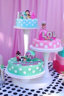 30 ideas de decoración para fiesta infantil LOL Surprise 3 Cakes Display Birthday, Lol Doll Birthday Cake Ideas, Simple Lol Birthday Cake, Lol Birthday Party Ideas Cake, Lol Party Ideas Decoration, Lol Cakes Birthday