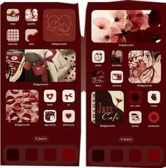 the back side of an iphone case with many different images on it, including flowers and hearts