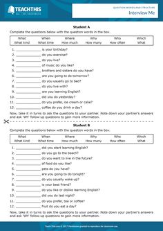 the worksheet for teaching english with answers