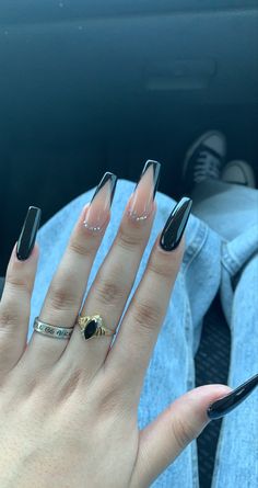 Euphoria Nails, Black Acrylic Nails, Edgy Nails, Simple Acrylic Nails, Acrylic Nails Coffin Short, Square Acrylic Nails, Best Acrylic Nails, Long Acrylic Nails