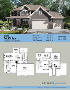 the front and back views of this house plan