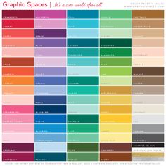 the color chart for graphic spaces, which includes different colors and font options to choose from