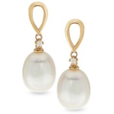 A modern look with classic appeal, these pearl earrings are a welcome addition to her jewelry box. Crafted in 14K gold, each glamorous earring features a luminous 8.0-9.0mm oval-shaped cultured freshwater pearl dangle below a shimmering diamond accent - all suspended from a gleaming open loop. Polished to a bright shine, these post earrings secure comfortably with friction backs. Classic Oval Pearl Drop Earrings, Luxury Oval Pearl Drop Earrings, Elegant Oval Pearl Drop Earrings, Timeless Oval Pearl Earrings For Formal Occasions, White Oval Pearl Earrings For Formal Occasions, Formal Oval Yellow Gold Pearl Earrings, Formal White Oval Pearl Earrings, Elegant Oval Pearl Earrings, Formal Oval Earrings With Pearl Drop