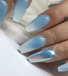 Pastel Chrome Nails, L Nails, Chrome Nail Design, Blue Wedding Nails, Ombre Chrome Nails, White Chrome Nails, Blue And Silver Nails