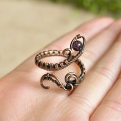 Purple Ring Snake Ring Copper Ring Elven Jewelry Witchy | Etsy Wire Wrapped Wedding Ring, Bohemian Amethyst Ring As Gift, Adjustable Purple Copper Wire Jewelry, Hand Forged Adjustable Purple Jewelry, Adjustable Copper Wire Wrapped Rings, Adjustable Hand Forged Purple Jewelry, Bohemian Wire Wrapped Adjustable Crystal Ring, Adjustable Wire Wrapped Metal Ring, Bohemian Adjustable Wire Wrapped Crystal Ring