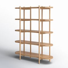 a wooden shelf with four shelves on each side